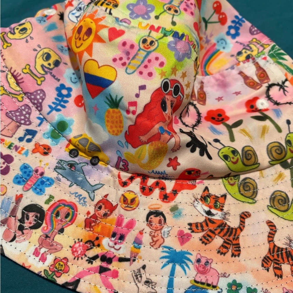 Pink Multicolor Printed Bucket Hat - Women - Picture 6 of 8